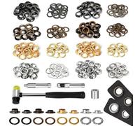 YRREATY 1/2 Inch Eyelets and Grommets(120 Sets), 2 Heights Grommet Tool Kit, 4 Install Tools,for Leather, DIY