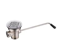 YRREATY 3-1/2inch Commercial Sink Drain with Twist Lever Handle, Waste Drain Valve with Overflow Inlet for 2/3 Compartment Sink