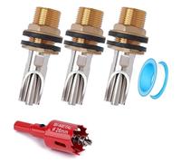 YRREATY 3pcs Automatic Pig Waterer System for Livestock - Stainless Steel Drinker with Brass Connector Kit