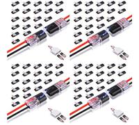 YRREATY 80Pcs Double-Wire Plug-in Connector, Pluggable 2 Pin 2 Way LED Wire Connectors, with Locking Buckle Fast Wire Connectors
