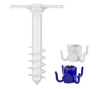 YRREATY Beach Umbrella Sand Anchor 5-Spiral Base with 2 Hooks | Simply screw the auger into sand, ground or grass, place the umbrella, tilt for perfect shade and wind stability.