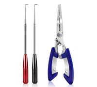 YRREATY Fish Hook Remover Tool & Fishing Pliers Kit 2 Stainless Steel Hook Removers 1 Split Ring Pliers Quick & Safe Use Non-Slip Handle, Magnetic Tip Salt & Freshwater Fishing, Men' S Gift