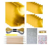 YRREATY Foil Paper Art Set Gold Silver Sheets with Wood Carving Pens Set | Dual color foil sheets paired with wood carving pens offer precise foil art for vivid crafts or classroom.