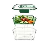 YRREATY Food Storage Container Fridge Friendly See Through PET Drainage | Fridge friendly see through PET body helps you manage produce quickly; the drainage basket keeps greens dry and ready.