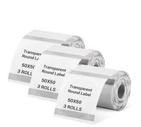 YRREATY Label Roll 50x50mm Transparent Round Thermal Strong Adhesive Suitable for M110/M200/M120/M220/E210/P50