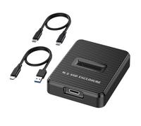 YRREATY M.2 SSD Enclosure Slim USB 3.2 10Gbps NVMe/SATA External Case | Designed for versatility across laptops and desktops, it supports NVMe and SATA M.2 drives and ships with both cables.