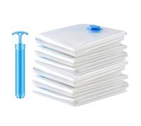 YRREATY Vacuum Storage Bags for Blankets and Clothes 50x70cm 6 Pack Bundle | P PE vacuum bags seal tightly with a triple turbo valve, squeezing air from bedding and clothes, reusable.