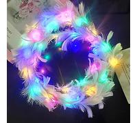 YRRYGMN Christmas Wreath, Decoration for Door Wall House, New Luminous Angel Feather Garland Feather Glitter Headdress Small Gift 1PC, Fashion Unique for Festival (B)
