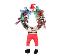 YRRYGMN Christmas Wreath, Santa Flower Ribbon Colorful Balls Butterfly Decoration Garland, Decoration for Door Wall House, Fashion Unique for Festival