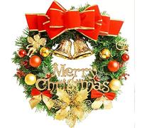 YRRYGMN Christmas Wreath With Lights For Front Door Windows Outdoor With Red Bows Bells Gold Chris (/Red 31In)