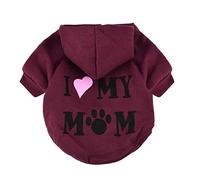 YRRYGMN Clothes,Dog Clothes I Love My Mom Hoodie Soft Warm Fleece Hoodies Pet Clohtes Shirts for Cats Puppy Small Dogs (Dark Red)