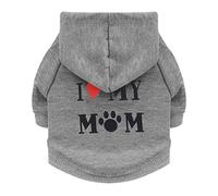 YRRYGMN Clothes,Dog Clothes I Love My Mom Hoodie Soft Warm Fleece Hoodies Pet Clohtes Shirts for Cats Puppy Small Dogs (Grey)