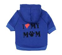 YRRYGMN Clothes,Dog Clothes I Love My Mom Hoodie Soft Warm Fleece Hoodies Pet Clohtes Shirts for Cats Puppy Small Dogs (Dark Blue)