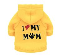YRRYGMN Clothes,Dog Clothes I Love My Mom Hoodie Soft Warm Fleece Hoodies Pet Clohtes Shirts for Cats Puppy Small Dogs (Yellow)