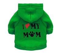 YRRYGMN Clothes,Dog Clothes I Love My Mom Hoodie Soft Warm Fleece Hoodies Pet Clohtes Shirts for Cats Puppy Small Dogs (Green)