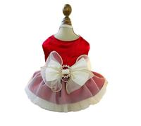 YRRYGMN Small Puppy with Retro Bow Dog Princess Dress for Cats - Wedding Lace Tutu Skirt (Wine Red, M)
