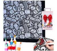 YRSM-MR DIY Coloring Sherpa Fleece Throw Blanket 50×60 Inch - Color Your Own Washable Fabric, Cozy Kids Bedroom/Sofa Decor with 24Coloring Pens - Creative Personalized Gift