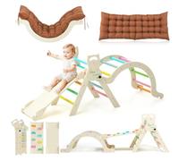 Yrthe Voitom Climbing Frame Indoor Gifts Boys Girls, Montessori Toy from 1.5 2 3 4 + Years, Upgrade 7-in-1 Climbing Triangle with Slide, Climbing Arch, Cushion, Climbing Wall, Rainbow