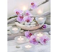 YRTMHU 5D Diamond Painting Kit Purple orchid candle Crystal Personalised Diamond Painting Full Kits Cross Stitch Paintings for Parent Child Activity and Child Gift Adults or Kids Home Decor