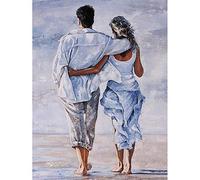 YRTMHU 5D Diamond Painting Kits Full Round Drill Rhinestone Diamond Embroidery Paintings Romantic Couple on The Beach DIY Cross Stitch by Number Kits Arts Craft for Adults Home Wall Decor (40x50cm)