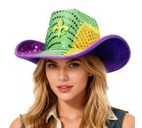 YRTUOP Cowboy Party Hats | Mardi Gras Colorful Sequin Headwear - Carnival Hat Party Accessories - for St. Patrick's Day Irish Events Masquerade Cosplay Celebration Adults Teens