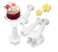 YRTUOP Flower Fondant Cutter, Flower Plunger Cookie Cutter Set - Fondant Cookie Plunger for Baking Decorating Kids Christmas Cake Pie Candy Chocolate