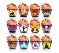 YRTUOP Halloween Baking Cups, Muffin Wrappers - Horror Theme Party Dessert Container for Home Outdoor Bakery Camping Picnic Haunted House Wedding Birthday