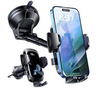 YRU 2025 Ultimate Car Phone Holder 【90+LBS Strongest Suction & Military-Grade Patent & Safety Cert Dash Window Vent Cradle Van Automobile Accessories for iPhone 16 Pro Max 15 14 Samsung Graphite Black