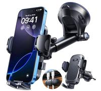 YRU 2025 Ultimate Car Phone Holder 90+LBS Strongest Suction & Military-Grade【Patent & Safety Certs】 Dash Window Vent Cradle Van Automobile Accessories for iPhone 16 Pro Max 15 14 Samsung,Matt Black
