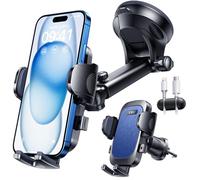 YRU 2025 Ultimate Car Phone Holder 90+LBS Strongest Suction & Military-Grade【Patent & Safety Certs】 Dash Window Vent Cradle Van Automobile Accessories for iPhone 16 Pro Max 15 14 Samsung,Light Blue