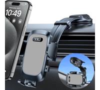YRU [2025 Ultimate Car Phone Holder Mount [Bendable & Adjustable Aluminum Arm] Cell Phone Holder for Car Dashboard Windshield Phone Stand for iPhone 15 14 13 12 Pro Max Samsung Pickup Truck, Silver
