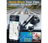 YRU [True Military-Grade & 360° Rotatable Suction] 2025 Ultimate Car Phone Holder Mount【90+LBS Safest Strongest & Patent Certs】 Dashboard Windscreen Vent for iPhone 17 16 Pro Max Samsung, Dark Blue