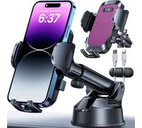 YRU [True Military-Grade & 360° Rotatable Suction] 2025 Ultimate Car Phone Holder Mount【90+LBS Safest Strongest & Patent Certs】 Dashboard Windshield Vent for iPhone 17 16 Pro Max Samsung, Purple