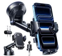 YRU [True Military-Grade & 360° Rotatable Suction] 2025 Ultimate Car Phone Holder Mount【90+LBS Safest Strongest & Patent Certs】 Dashboard Windscreen Vent for iPhone 17 16 Pro Max Samsung, Pure Black