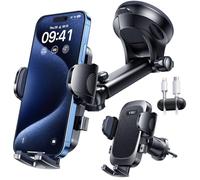 YRU [True Military-Grade & 360° Rotatable Suction] 2025 Ultimate Car Phone Holder Mount【90+LBS Safest Strongest & Patent Certs】 Dashboard Windshield Vent for iPhone 17 16 Pro Max Samsung, Jet Black