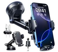 YRU [True Military-Grade & 360° Rotatable Suction] 2026 Ultimate Car Phone Holder Mount【90+LBS Safest Strongest & Patent Certs】 Dashboard Windscreen Vent for iPhone 17 16 Pro Max Samsung, Pure Black