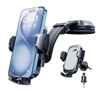 YRU [True Military-Grade & Aluminum Alloy & 360° Rotatable] 2025 Ultimate Car Phone Holder Dashboard Mount 【90+LBS Safest Strongest & Patent Certs】 for iPhone 17 16 15 Pro Max Samsung, Silver Grey