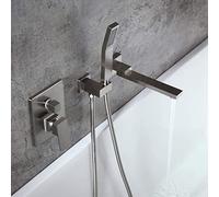 YRUIIA Bath Mixer Shower Tap Brass Swivel Bath Filler Spout Hot and Cold Multifunction Wall Mounted Bath Shower Mixer Tap Shower Attachment for Bath Taps for Bathroom, Brushed