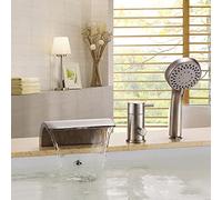 YRUIIA Waterfall Bath Mixer Taps with Shower 3-Hole Bathtub Tap Tub/Shower Mixer Tap