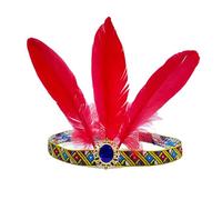 Yruioon 1920's Flapper Pearl Headband Boho Feather Headband Roaring 20s Hair Accessories Red B One Size