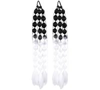 Yruioon 2pcs Gradient Colorful Bubble Ponytail Extensions, Lightweight Braided Hair Extensions, Festival Rave Accessories Black White One Size