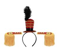 Yruioon 3pcs Marching Band Hat Toy Soldier Hat Headband With Tassel Epaulettes For Halloween Themed Party Red A One Size