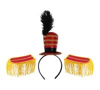 Yruioon 3pcs Marching Band Hat Toy Soldier Hat Headband With Tassel Epaulettes For Halloween Themed Party Red C One Size