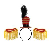 Yruioon 3pcs Marching Band Hat Toy Soldier Hat Headband With Tassel Epaulettes For Halloween Themed Party Red B One Size