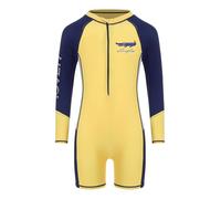 Yruioon Boys One Piece Swimming Costume Kids Long Sleeve Swimsuit Zipper Front Crocodile Printed Swimwear Bathing Suit Yellow 9-10 Years