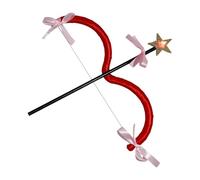 Yruioon Cupid Bow And Arrow Set, Cupid Angel Bowknot Bow And Star Arrow Valentine's Day Costume Accessories Gold with Lights One Size