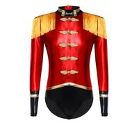 Yruioon Girls Ringmaster Cosplay Masquerade Clothes Contrast Color Leotards for Theme Parties Red 11-12 Years