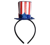 Yruioon Glittery Mini Top Hat Headband Fascinator Independence Day Headwear Sequins Tea Party Headpiece for Adults Kids White One Size