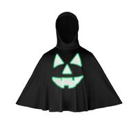 Yruioon Halloween Ghost Costume Glow in the Dark Ghosts Poncho Hooded Cape for Cosplay Fancy Dress Black 7-8