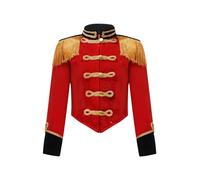 Yruioon Kids Boys Girls Circus Ringmaster Tassel Jacket Tailcoats Marching Band Drummer Team Uniform Red 10 Years